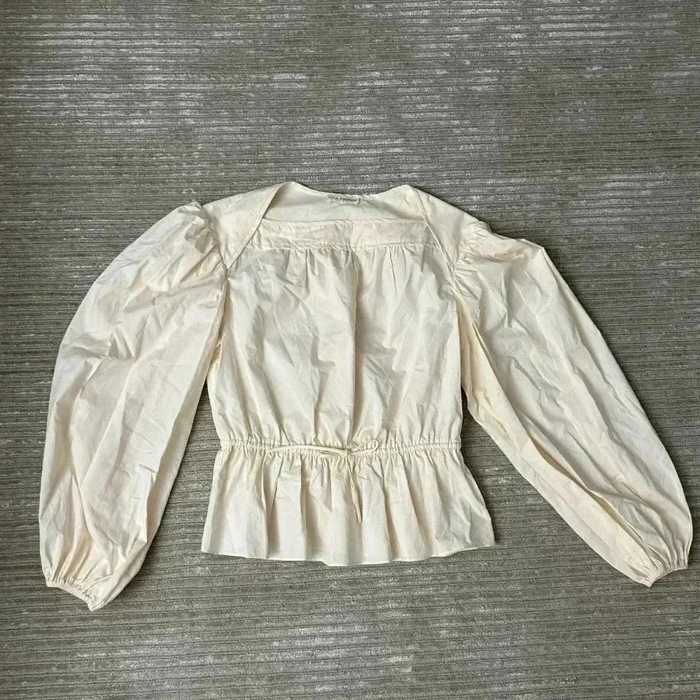 ULLA JOHNSON Mireya Blouse Cotton Puff sleeve cottage Ballet long sleeve peplum - Picture 2 of 8